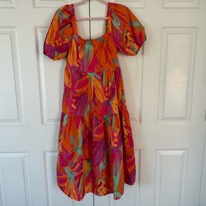 Vibrant Floral Puff Sleeve Dress